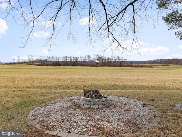 view of yard featuring an outdoor fire pit