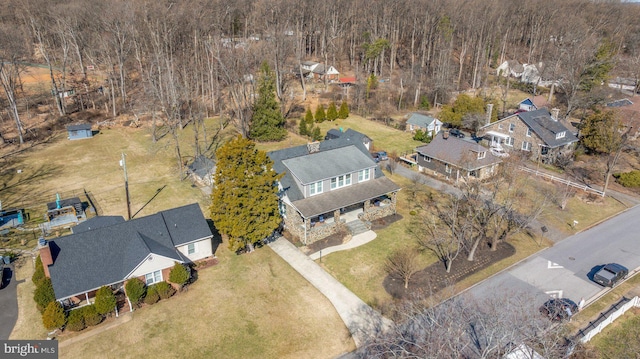 drone / aerial view with a residential view