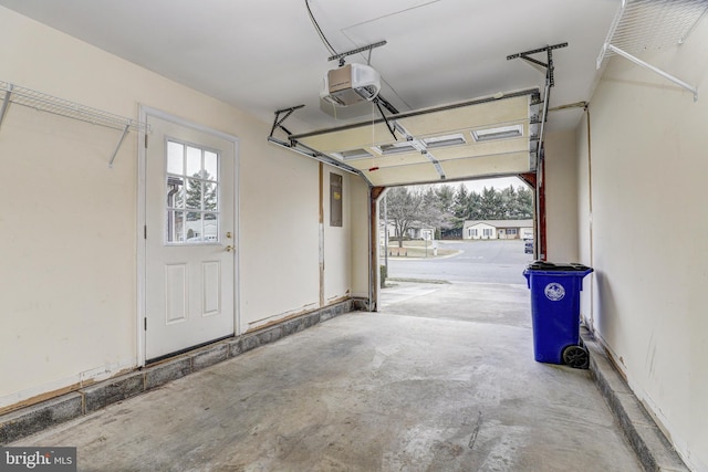 garage with a garage door opener