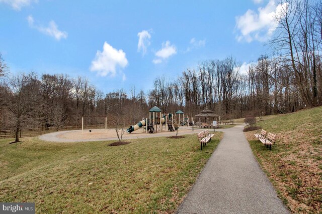 community playground with a lawn