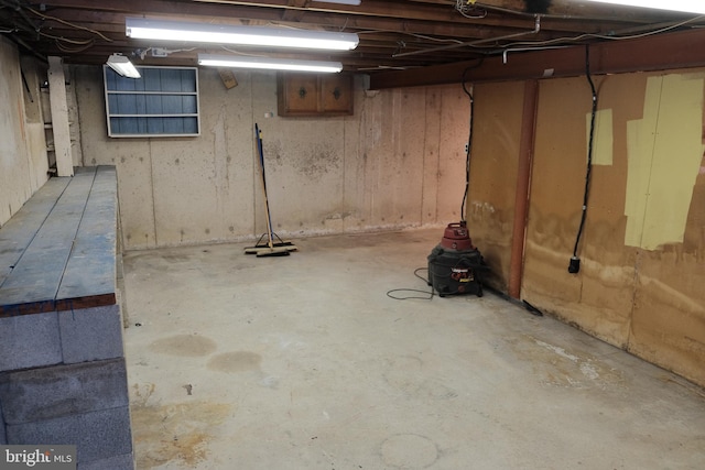 view of unfinished basement