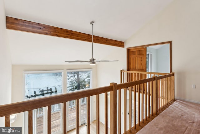 12106 Preston Dr, Lusby, MD 20657 - corridor with vaulted ceiling with beams and baseboards