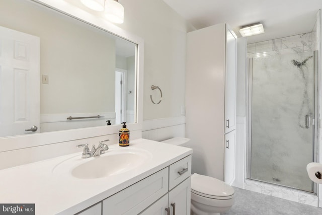 12106 Preston Dr, Lusby, MD 20657 - full bathroom featuring vanity, toilet, and a shower stall
