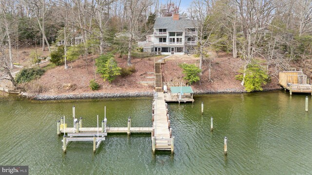 12106 Preston Dr, Lusby, MD 20657 - dock area with stairway and a deck with water view