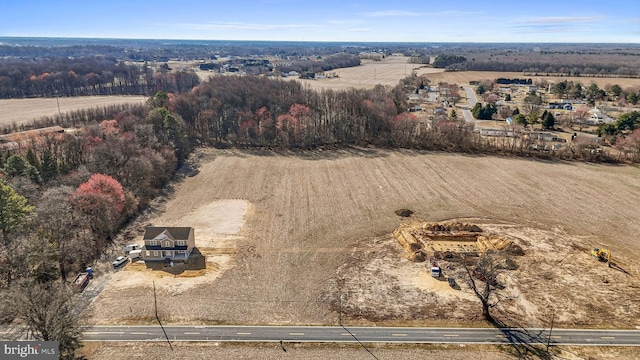 aerial view featuring a rural view