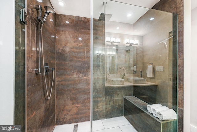 bathroom with a walk in shower