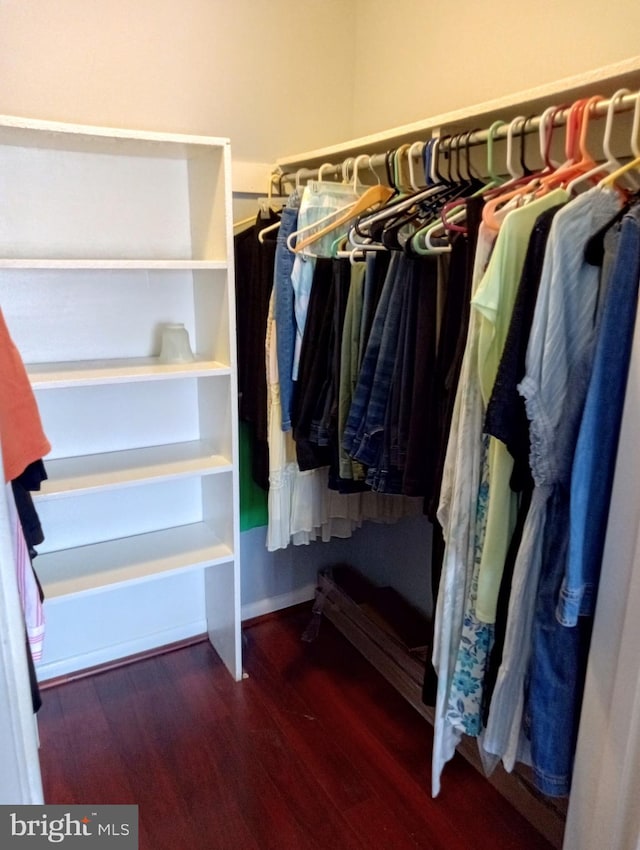 spacious closet with wood finished floors