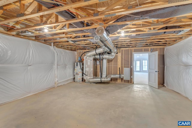 basement featuring water heater