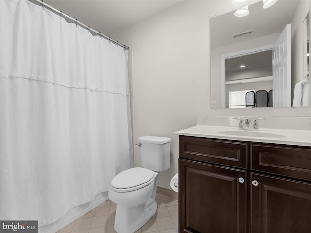8512 Pine Springs Dr, Severn, MD 21144 - bathroom with toilet, tile patterned floors, vanity, and curtained shower