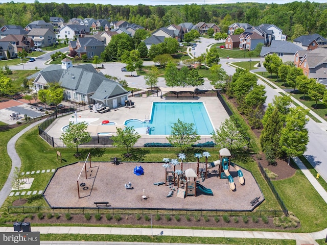 8512 Pine Springs Dr, Severn, MD 21144 - aerial view of residential area with a pool area