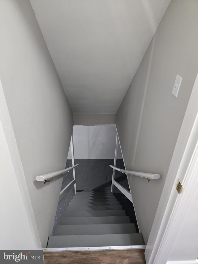 staircase featuring wood finished floors