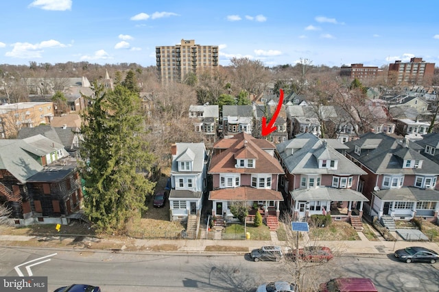 bird's eye view with a residential view