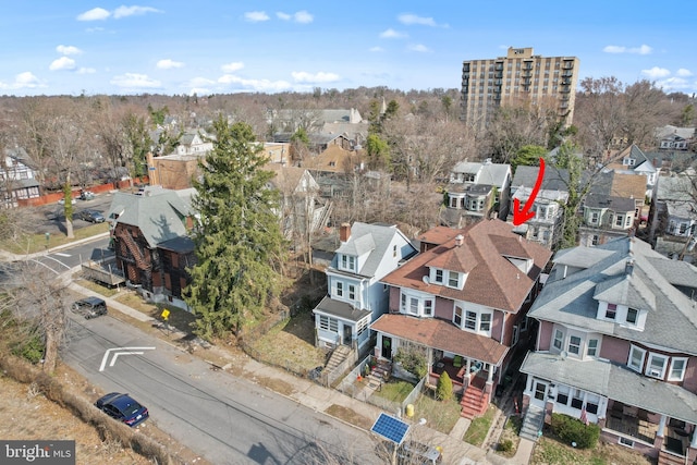 aerial view with a residential view