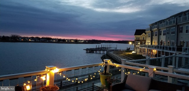 view of dock featuring a water view