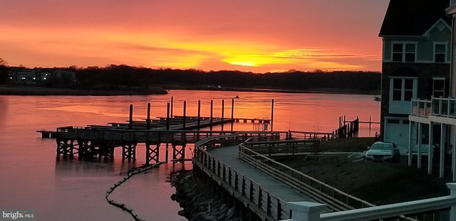 view of dock featuring a water view