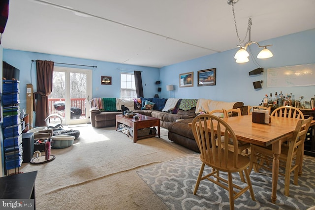 view of carpeted dining room