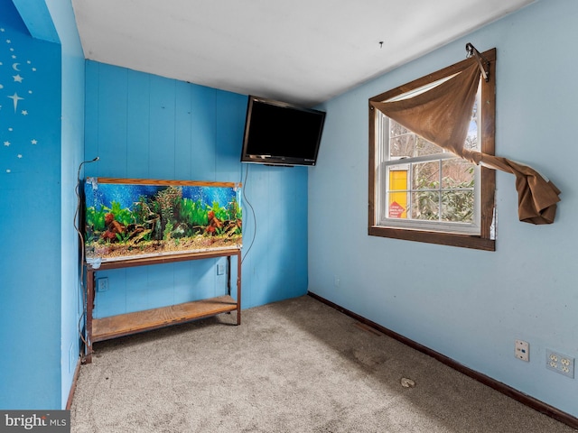 unfurnished bedroom featuring baseboards and carpet