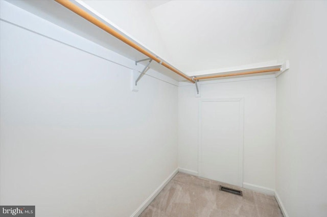 spacious closet with carpet flooring and visible vents