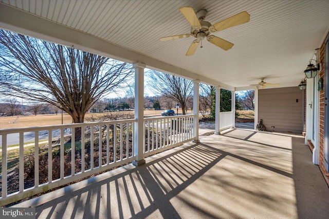 view of patio / terrace featuring ceiling fan