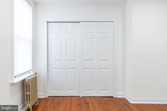 closet with radiator heating unit