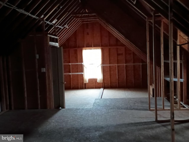 view of unfinished attic