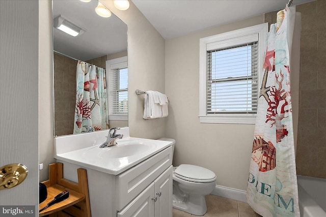 full bath with a healthy amount of sunlight, visible vents, vanity, and toilet