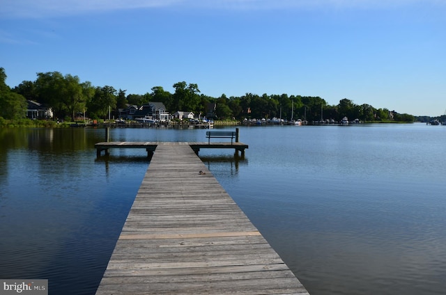 view of dock featuring a water view