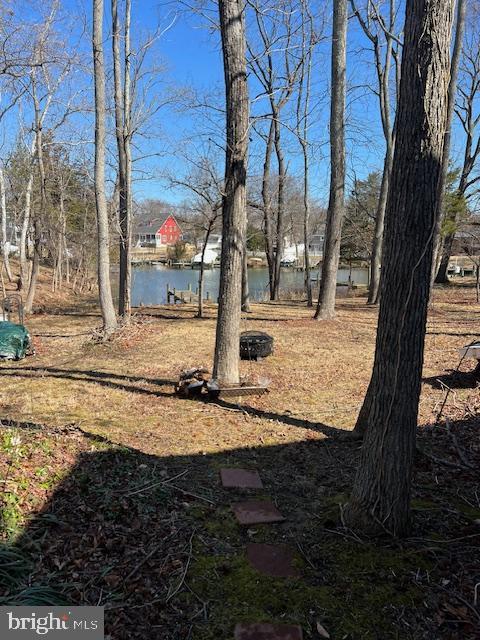 view of yard with a water view