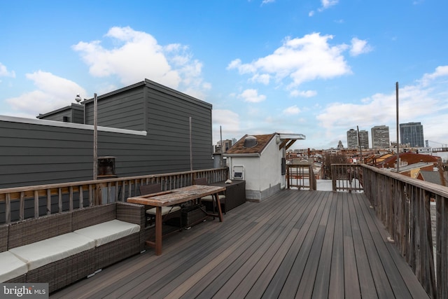 deck featuring a view of city