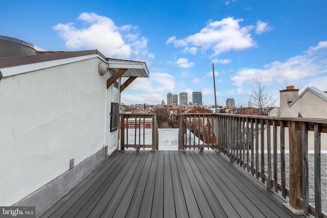 deck featuring a city view