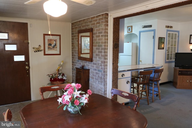 dining area with carpet floors