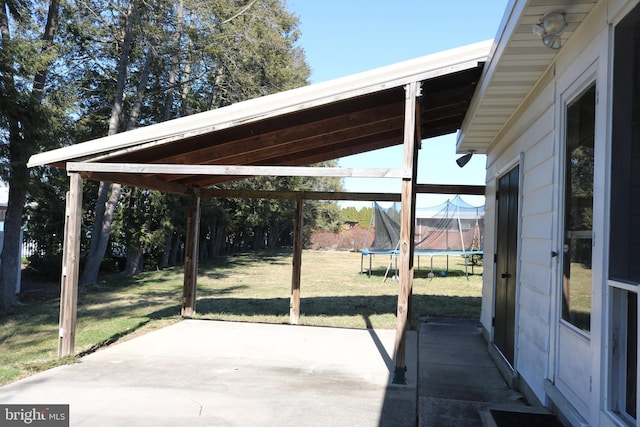 view of patio / terrace featuring a trampoline