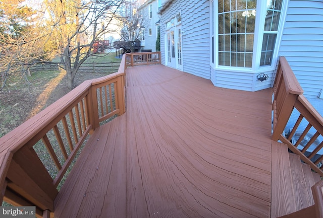 wooden deck with french doors