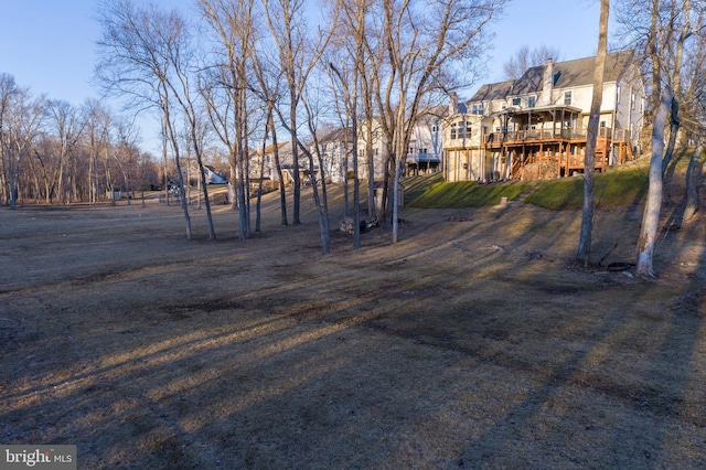 view of yard with a deck