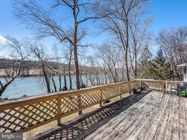 deck with a water view