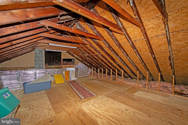 view of unfinished attic