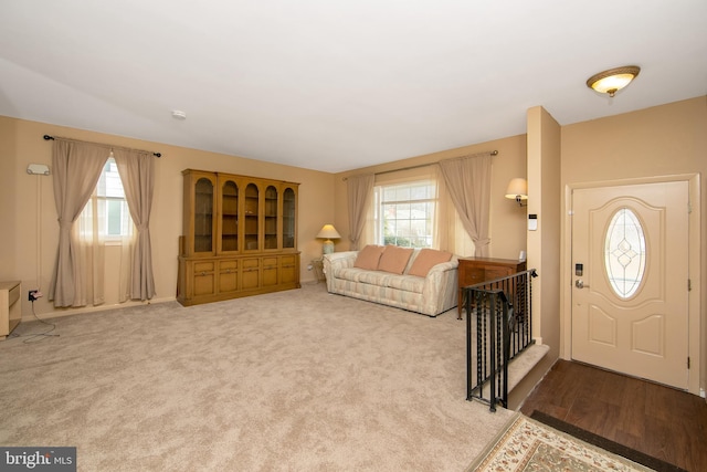 carpeted living room with plenty of natural light