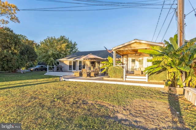 exterior space with a yard and a gazebo