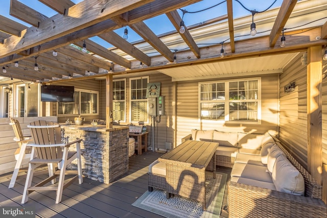 wooden deck with a pergola