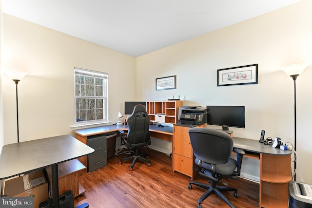 office area featuring dark wood finished floors