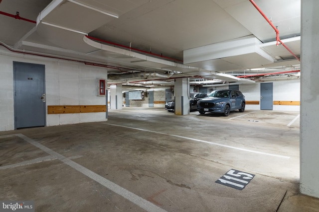 parking deck featuring electric panel