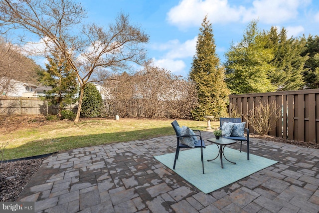 view of patio with a fenced backyard