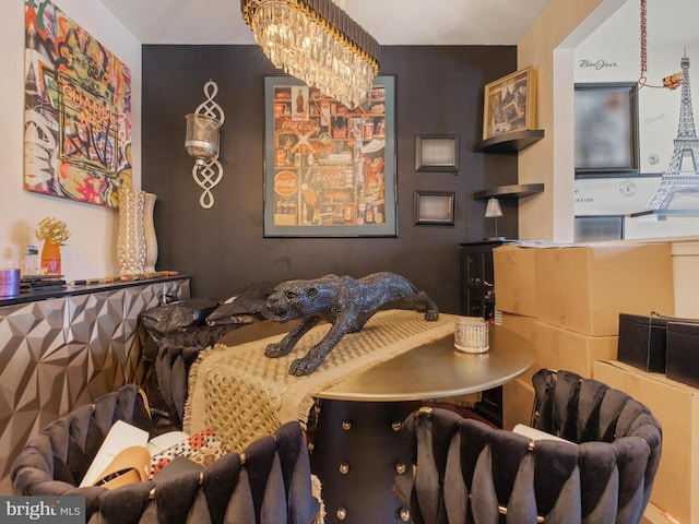 dining area with a chandelier