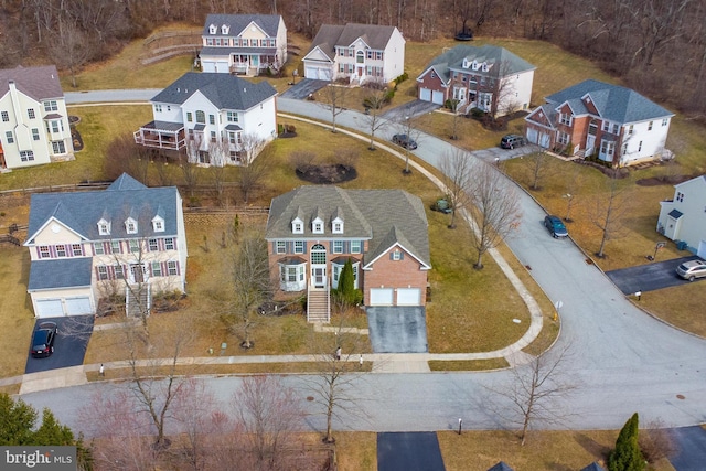 bird's eye view with a residential view