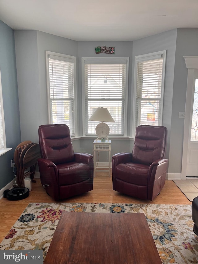 sitting room featuring baseboards and wood finished floors