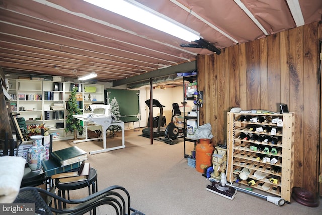 workout area featuring carpet