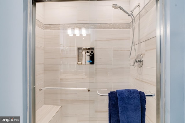 bathroom featuring a stall shower