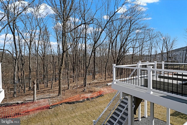 view of yard with a wooden deck