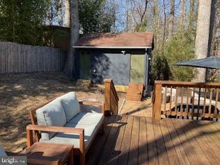 deck featuring an outdoor living space