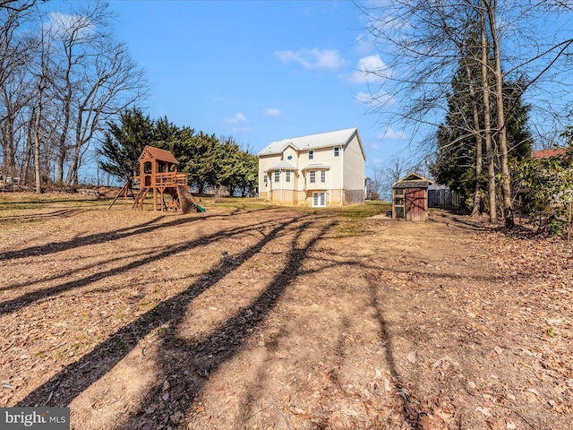 view of yard featuring a playground